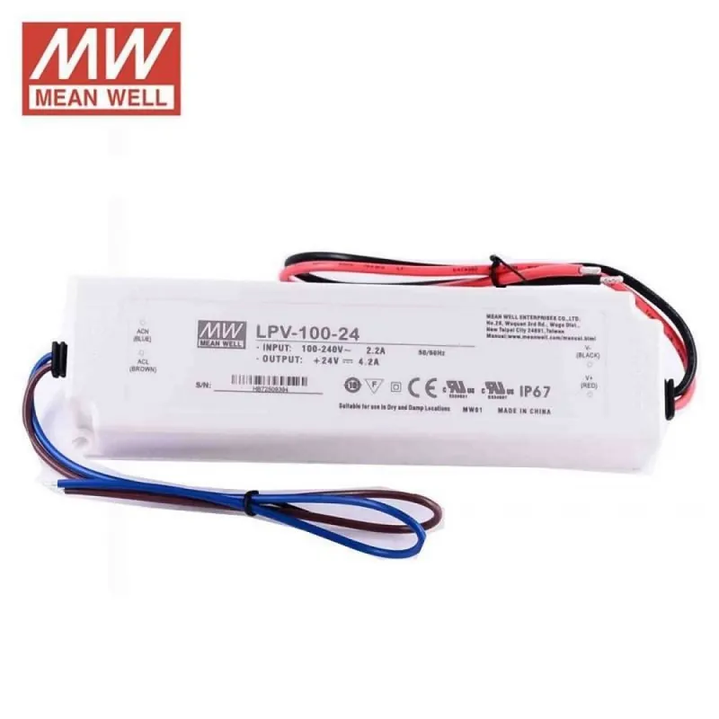 Envío Exprés Fuente alimentación Mean Well LPV-100-24 IP67 100w 24v