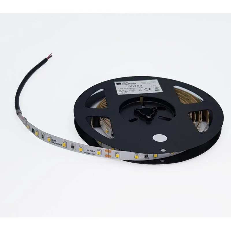Tira LED Top 5M 12w 1500LM/M 24VDC IP20 - Maslighting Luz calida (2700k) Garantía De Devolución De Dinero