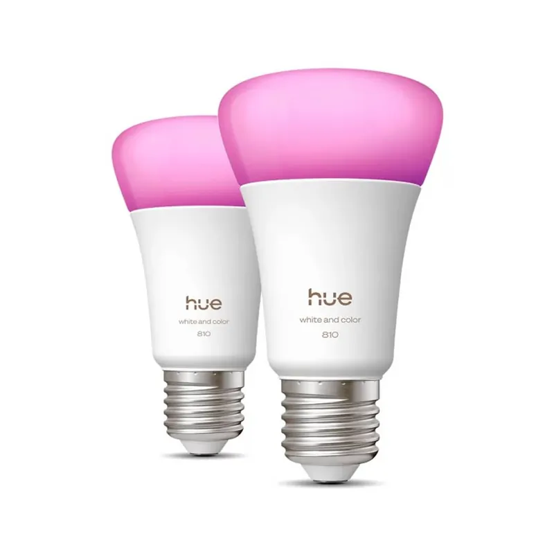 Pack 2 Bombillas inteligentes Hue LED E27 6w A60 Blanco y Color (CCT + RGB) - Philips Promoción