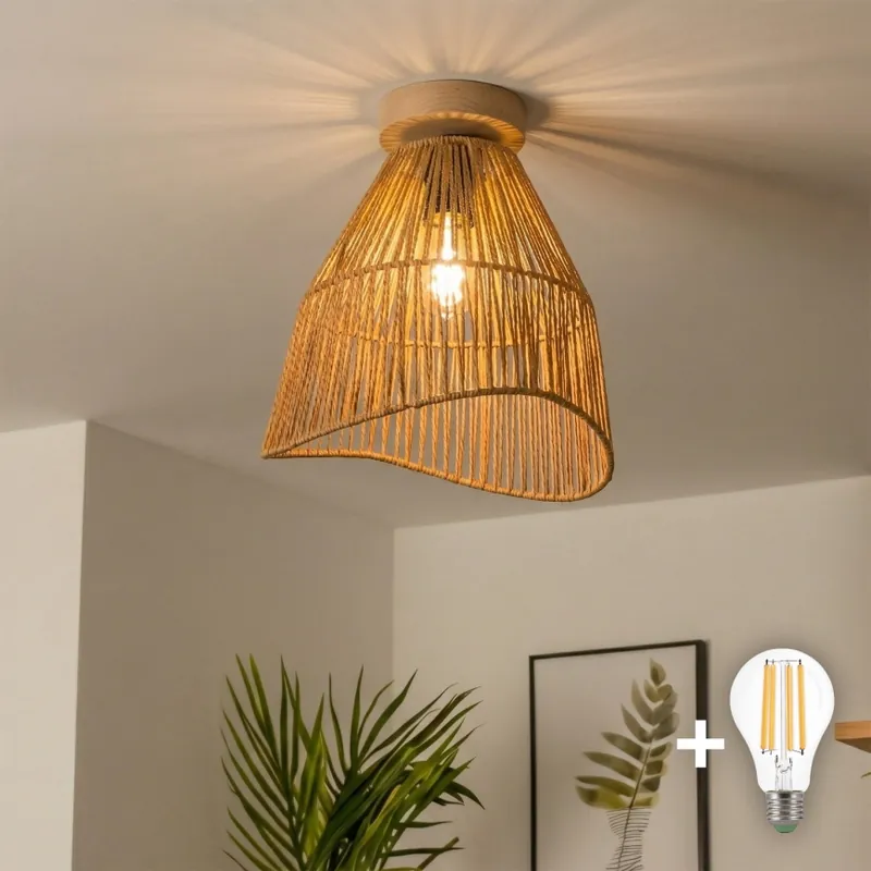 Brilagi - Lámpara de techo LED de superficie CERIA BOHO 1xE27/40W/230V Ø 30 cm marrón/roble Ordena Ya