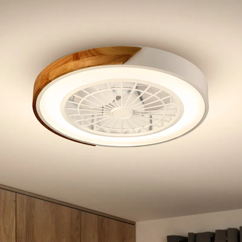Brilagi - Lámpara de techo LED regulable con ventilador LED/30W/230V 3000-6500K Ø 50 cm blanco/roble + mando a distancia Oferta Especial