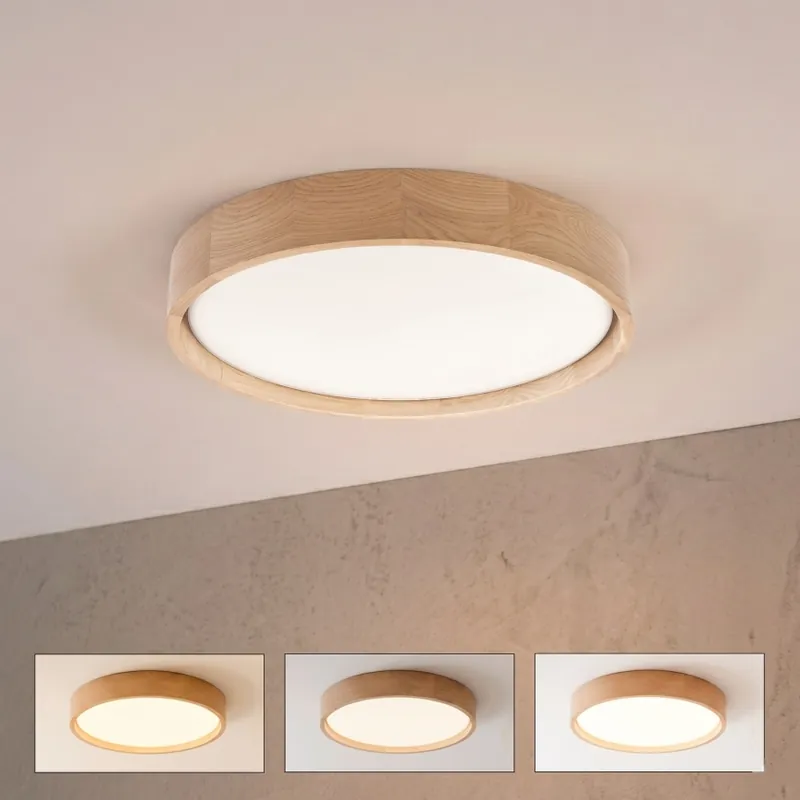 Brilagi - Lámpara de techo LED regulable MANAROLA SMART LED/24W/230V 3000-6000K Wi-Fi Tuya Beacon Ø 41 cm roble + mando a distancia Precio De Oferta