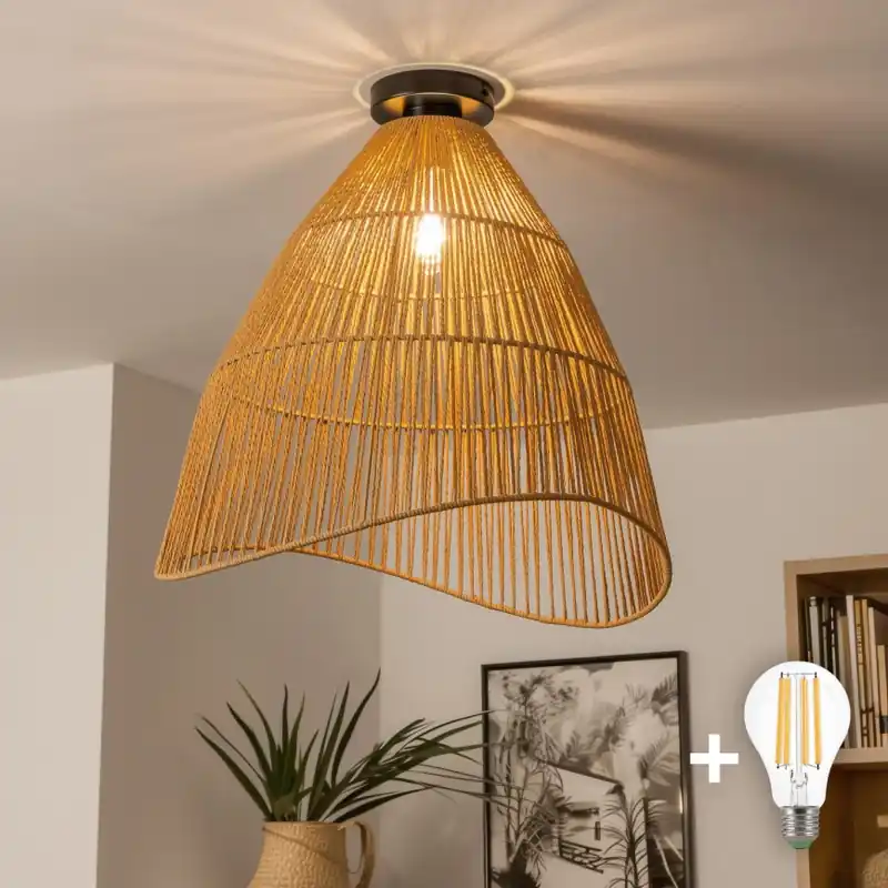 Brilagi - Lámpara de techo LED de superficie CERIA BOHO 1xE27/40W/230V Ø 50 cm marrón Económico