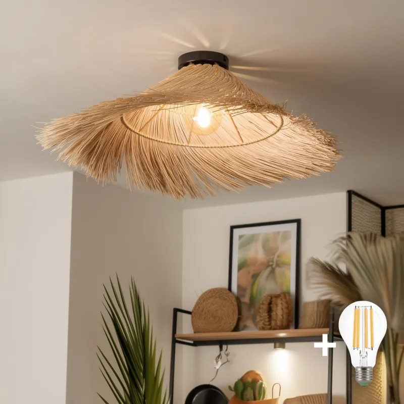Brilagi - Lámpara de techo LED de montaje en superficie CERIA BOHO 1xE27/40W/230V Ø 100 cm ratán Oferta Limitada