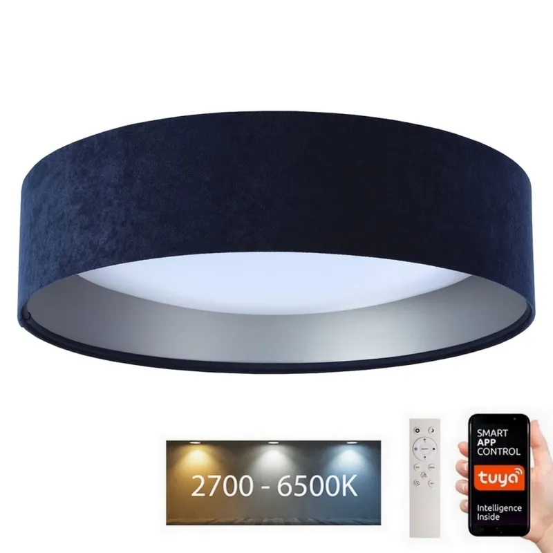Plafón LED regulable SMART GALAXY LED/36W/230V d. 55 cm 2700-6500K Wi-Fi Tuya azul/plata + mando a distancia Última Oportunidad