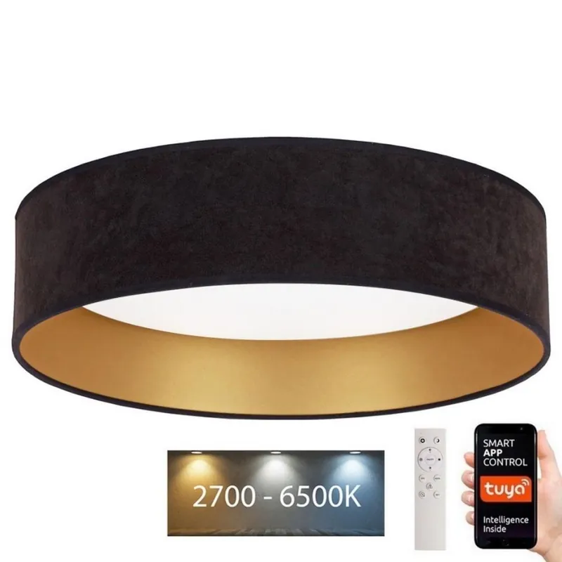 Brilagi - Plafón LED regulable VELVET SMART LED/36W/230V 55 cm 2700-6500K Wi-Fi Tuya negro/dorado + mando a distancia Barato
