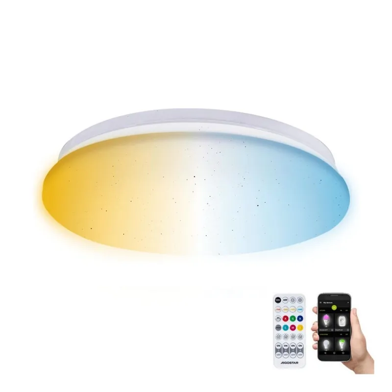 Precio Reducido Aigostar - Luz de techo LED regulable para baño MESH Inteligente LED/12W/230V 3000-6500K IP44 + control remoto