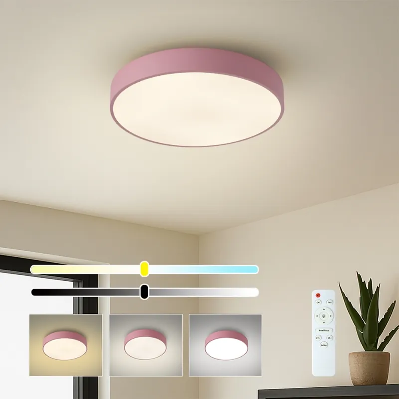 Brilagi - Lámpara de techo LED regulable POOL LED, 36 W / 230 V, 3000-6000 K, diámetro 30 cm, rosa + control remoto Última Versión
