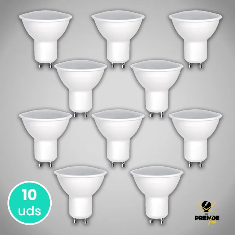 Oferta Limitada Pack 10 Bombillas Dicroicas LED GU10 7W 3000K