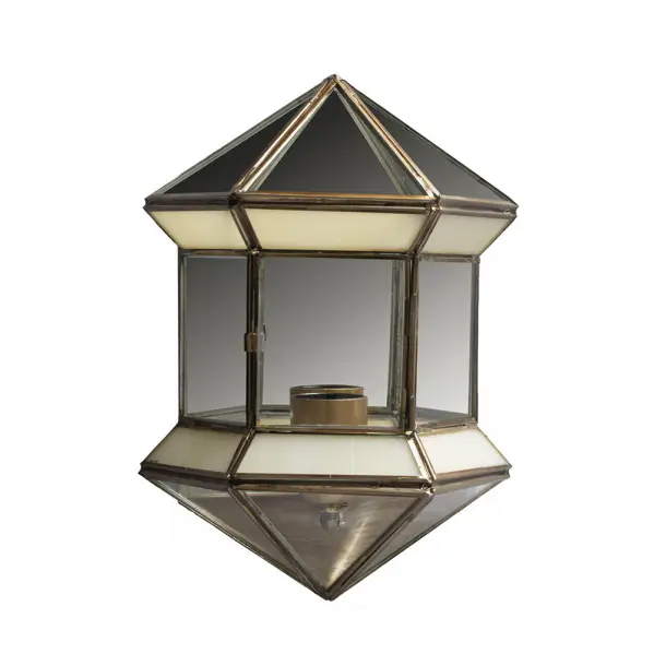 Económico Aplique Hexagonal 1xe27 Granadino Opalina 27x20x11 Cm