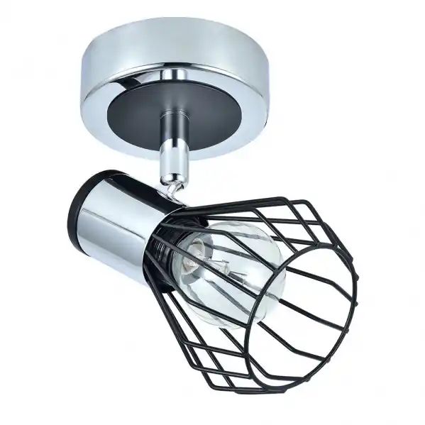 Foco Mateo 1xe14 Cromo/negro 8,5x15x15 Cm Promoción