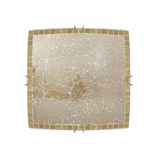 Envío Inmediato Plafon Cuadrado Tenor 2xe27 Ambar Mosaico 9x30x30 Cm