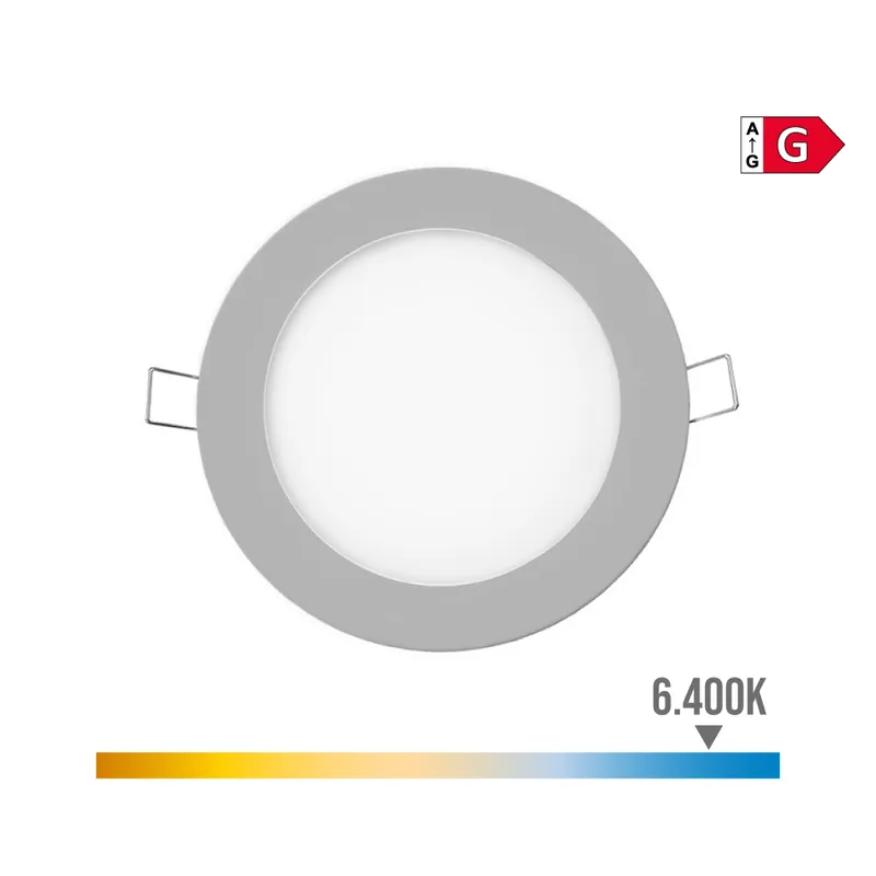Oferta Flash MINI DOWNLIGHT LED EMPOTRABLE REDONDO 6W 6400K LUZ FRIA. COLOR CROMO Ø11,7cm EDM