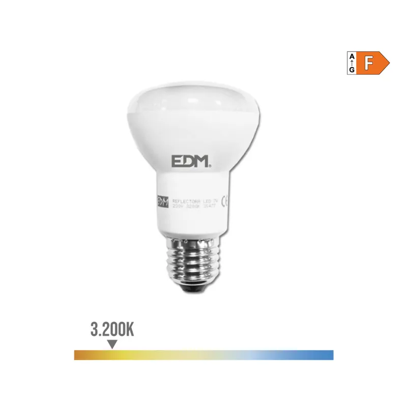 BOMBILLA REFLECTORA LED R63 E27 7W 470lm 3200K LUZ CALIDA Ø6,3x10cm EDM A Buen Precio