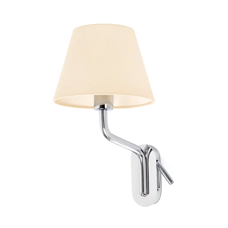 ETERNA Lámpara aplique con lector izquierdo cromo/beige Gran Oferta