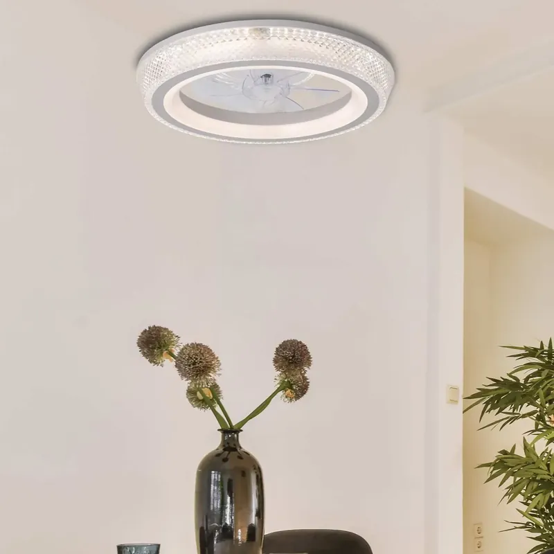 Barato VENTILADOR DE TECHO ESTILO PLAFÓN LED 48W 3000-6000K 5 PALAS BLANCO GLIMMER