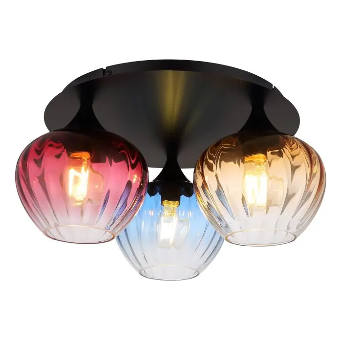 Venta Final Lámparas Globo Lighting Sander Plafones Negro, 3 luces