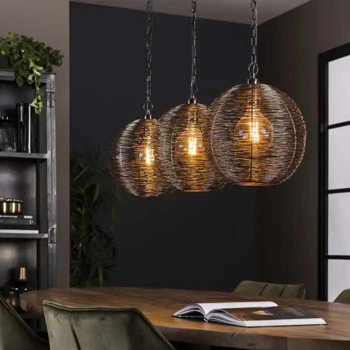Leeville Lámpara Colgante Níquel-mate, Negro, 3 luces Promoción
