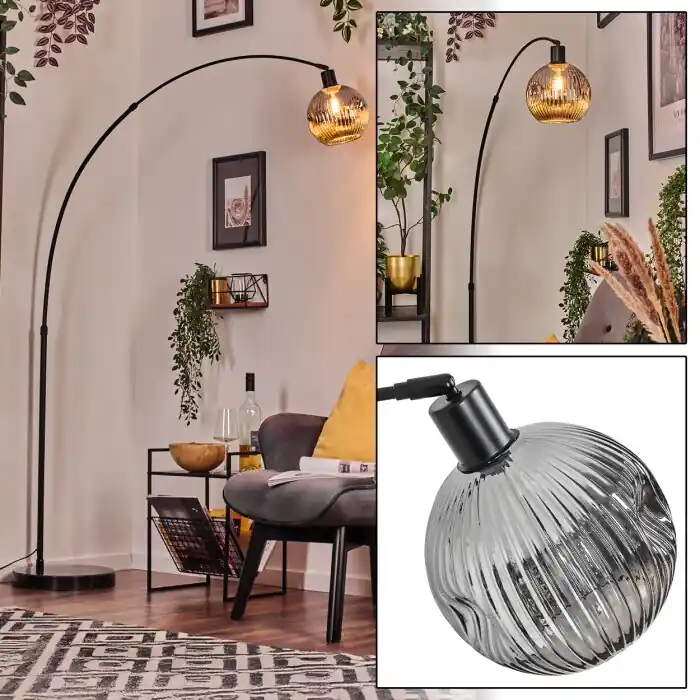 Precio Rebajado Ripoll Lámpara de pie, Lámparas de pie tipo arco Negro, 1 luz
