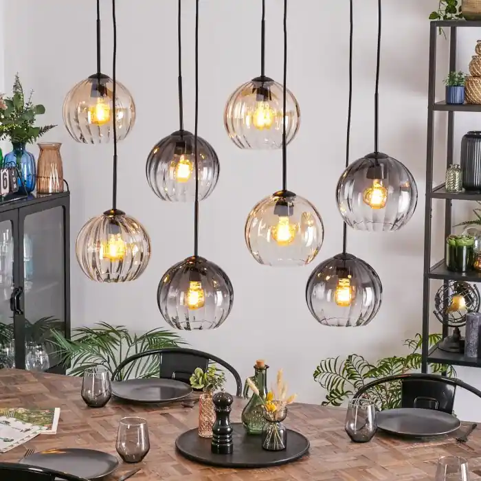 Koyoto Lámparas suspendidas, Luminarias esféricas, Lámparas colgantes Colores ámbar, Transparente, Ahumado, 8 luces Envío Exprés