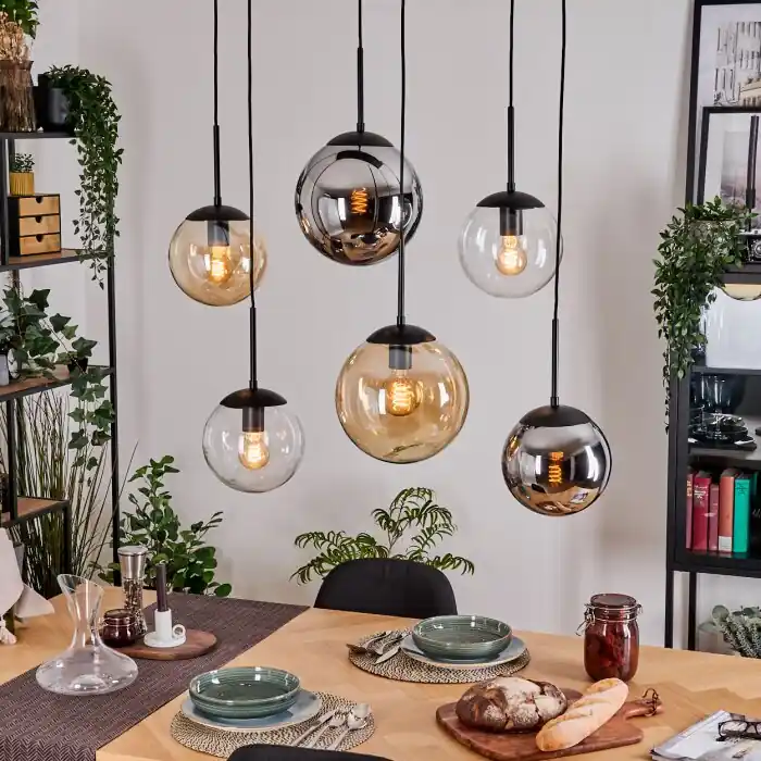 Gastor Lámparas suspendidas, Luminarias esféricas, Lámparas colgantes Colores ámbar, Cromo, Transparente, Ahumado, 6 luces Directo De Fábrica
