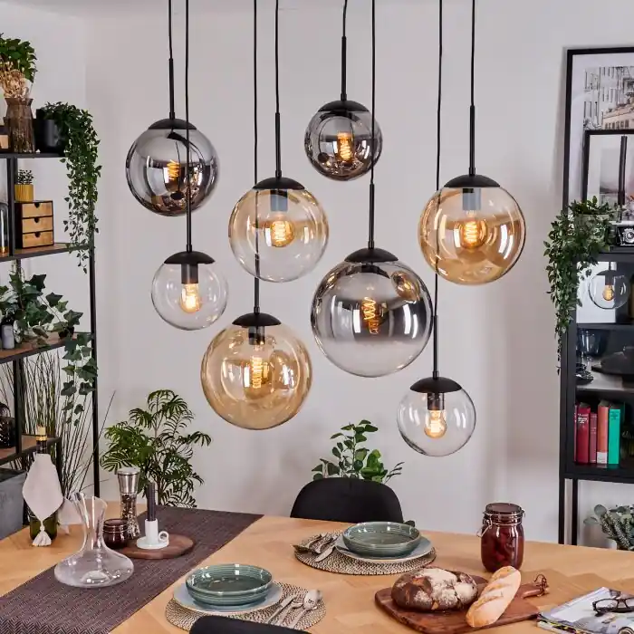 Gastor Lámparas suspendidas, Luminarias esféricas, Lámparas colgantes Colores ámbar, Transparente, Ahumado, 8 luces Precio Bajo