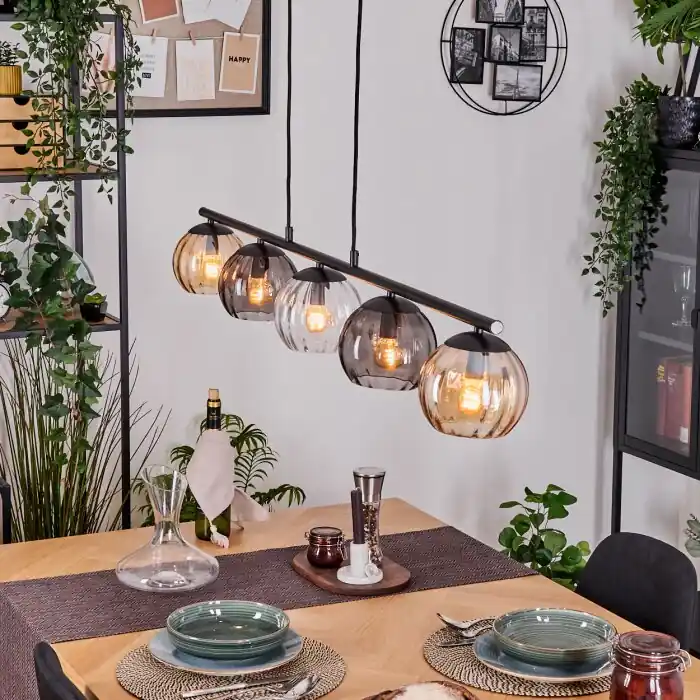 Koyoto Lámparas suspendidas, Luminarias esféricas, Lámparas colgantes Colores ámbar, Transparente, Ahumado, 5 luces Certificado