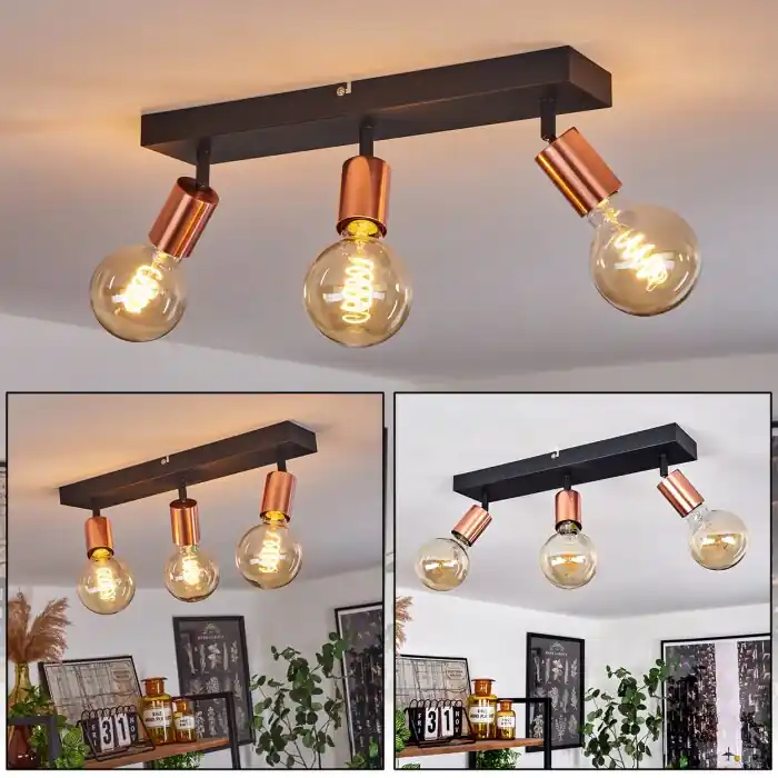 Tulla Lámpara de Techo Cobre, Negro, 3 luces Gran Oferta