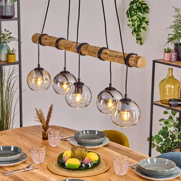 Ordena Ya Koyoto Lámparas suspendidas, Luminarias esféricas, Lámparas colgantes Crudo, Negro, 5 luces