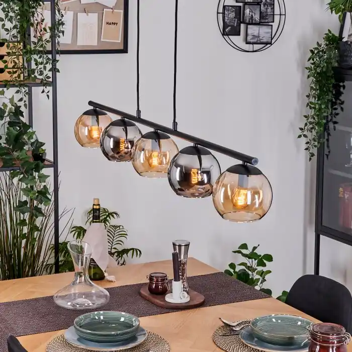 Koyoto Lámparas suspendidas, Luminarias esféricas, Lámparas colgantes Colores ámbar, Cromo, Ahumado, 5 luces Oferta Limitada
