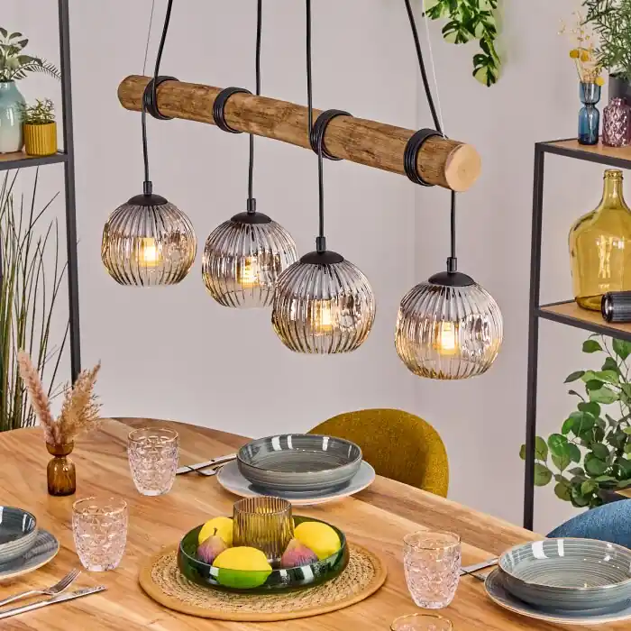 Ripoll Lámparas suspendidas, Luminarias esféricas, Lámparas colgantes Crudo, Negro, 4 luces Precio De Oferta