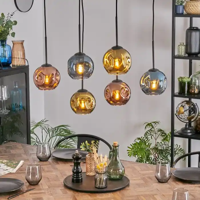 Rebajas Ripoll Lámparas suspendidas, Luminarias esféricas, Lámparas colgantes Azul, dorado, Color cobre, 6 luces