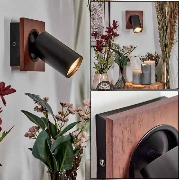Dalan Apliques, Spot de pared LED Crudo, Negro, 1 luz Garantía De Devolución De Dinero