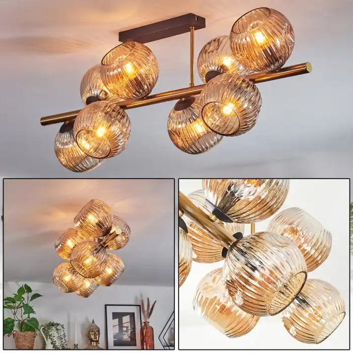 Ripoll Plafones, Luminarias esféricas dorado, Negro, 8 luces Precio Reducido