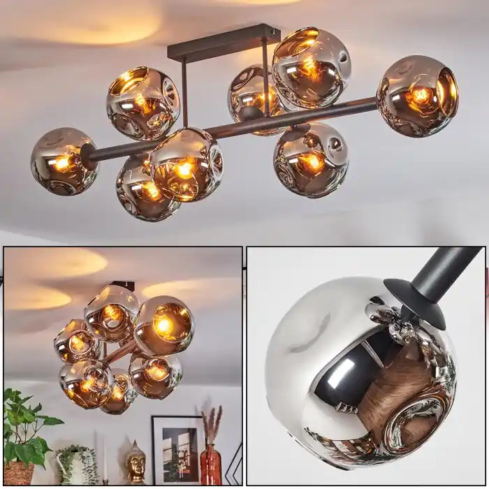 Ripoll Plafones, Luminarias esféricas Cromo, Ahumado, 8 luces Oferta Especial