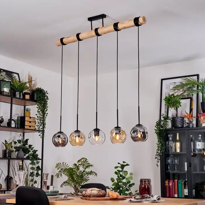 Oferta Especial Ripoll Lámparas suspendidas, Luminarias esféricas, Lámparas colgantes Crudo, Negro, 5 luces