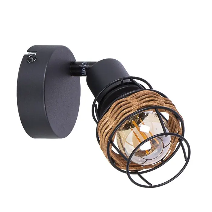 Alta Calidad Lámparas Globo Lighting Malik Apliques, Spot de pared Negro, 1 luz