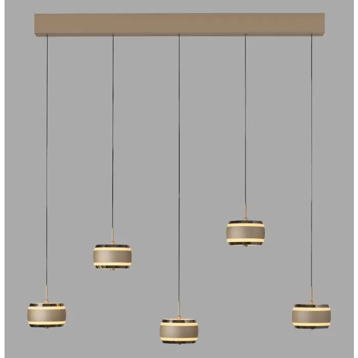 Barato Lámparas Paul Neuhaus Rings Lámparas colgantes LED Bronce, Cromo, 5 luces, Mando a distancia