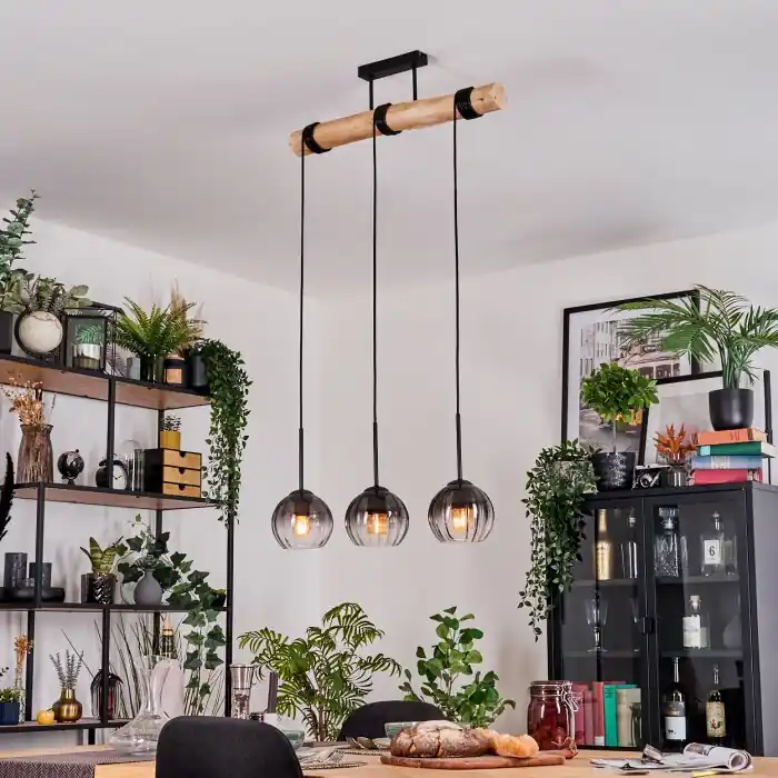 Koyoto Lámparas suspendidas, Luminarias esféricas, Lámparas colgantes Crudo, Negro, 3 luces Ordena Ya
