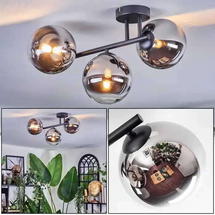 Súper Precio Chehalis Plafones, Luminarias esféricas Cromo, Transparente, Ahumado, 3 luces