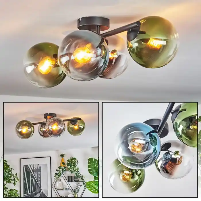 A Buen Precio Gastor Plafones, Luminarias esféricas Azul, Cromo, Verde, Transparente, Ahumado, 4 luces
