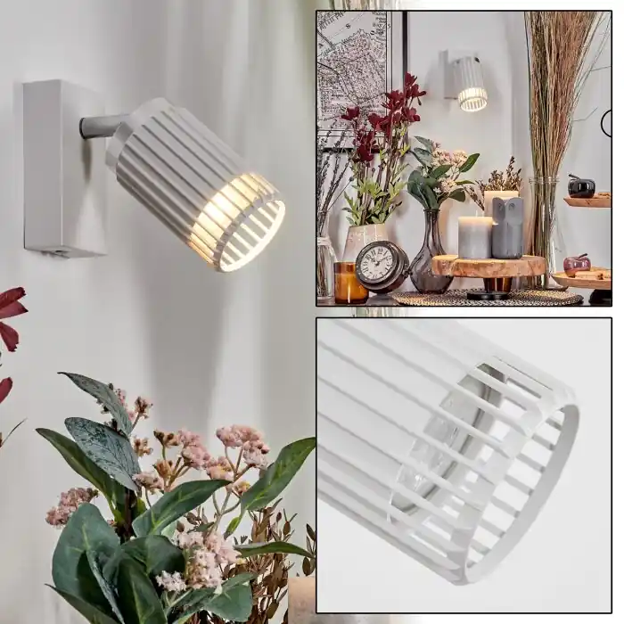 Fenik Apliques, Spot de pared Blanca, 1 luz Directo De Fábrica