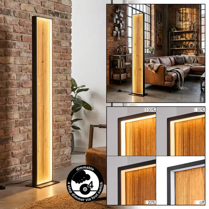 Gerin Lámpara de pie LED Crudo, Negro, 1 luz Oferta De Temporada