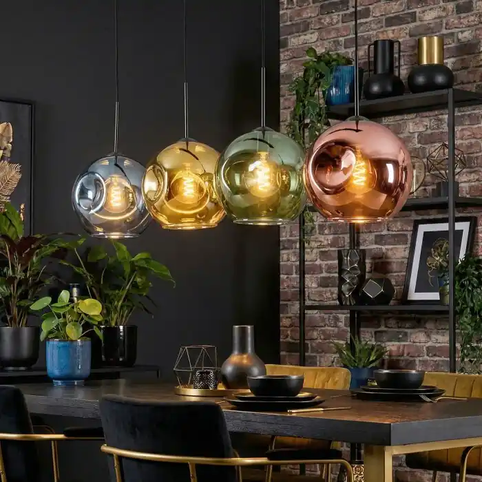 Oferta Limitada Ripoll Lámparas suspendidas, Luminarias esféricas, Lámparas colgantes Azul, dorado, Verde, Color cobre, 4 luces