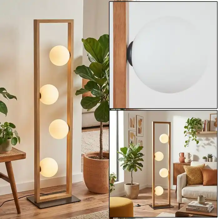 Zanin Lámpara de pie LED Crudo, Negro, 4 luces Mejor Precio