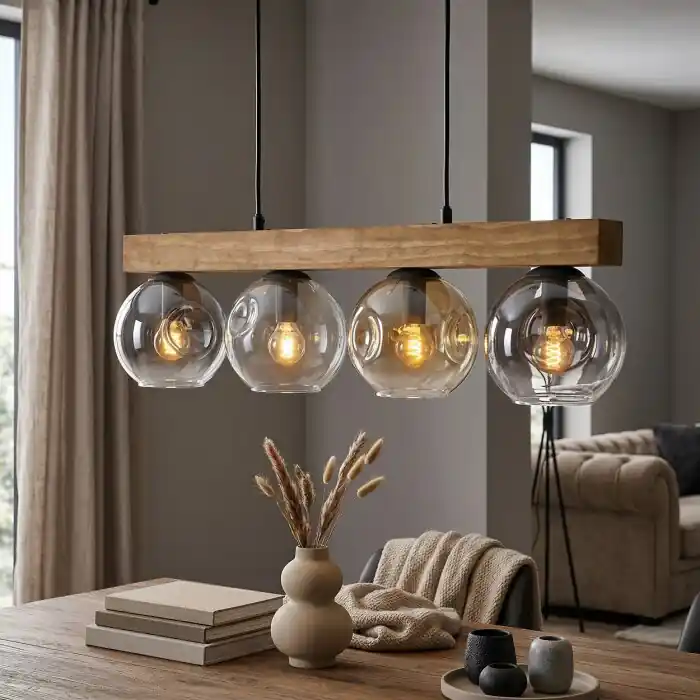 Novedad Ripoll Lámparas suspendidas, Luminarias esféricas, Lámparas colgantes Crudo, Negro, 4 luces