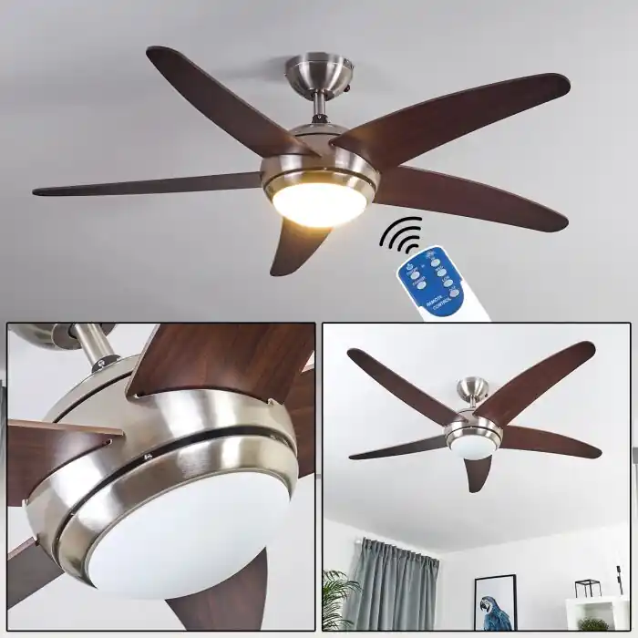 Barato Imon Ventilador de techo Madera oscura, Níquel-mate, 1 luz, Mando a distancia