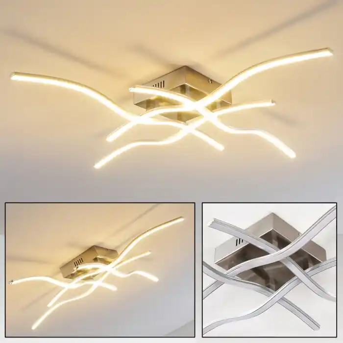 Entrega Rápida Mapleton Lámpara de techo LED Níquel-mate, 4 luces