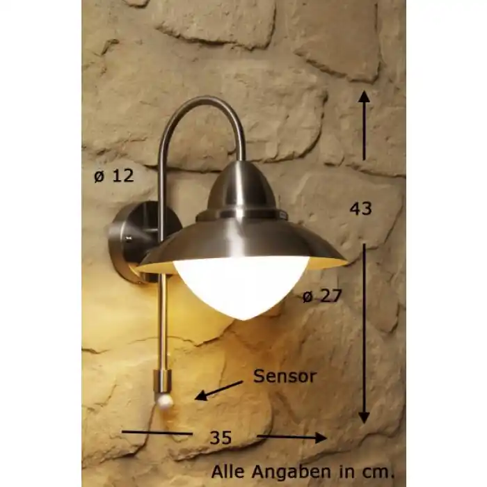 A Buen Precio Eglo SIDNEY Aplique Color acero inoxidable, Sensor de movimiento