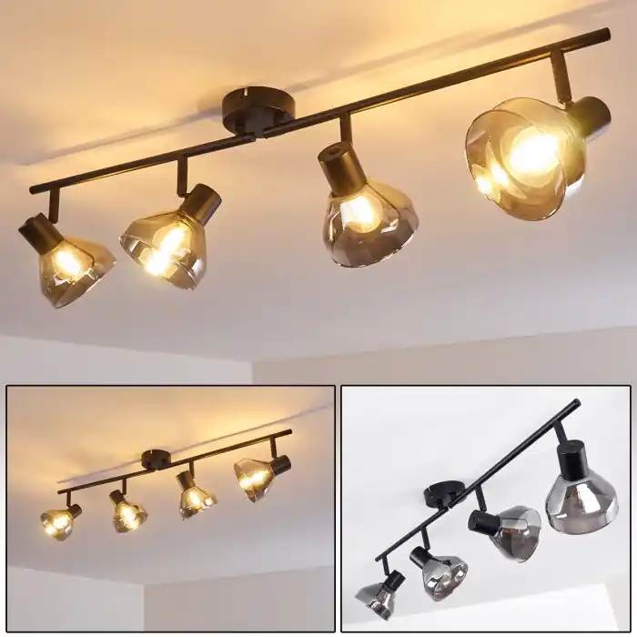 Más Vendido Lámpara de Techo Tyksov Negro, 4 luces
